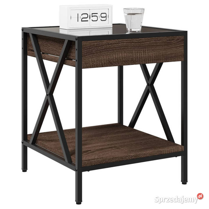 Stolik nocny z LED Infinity brązowy dąb 40x40x49 Warszawa