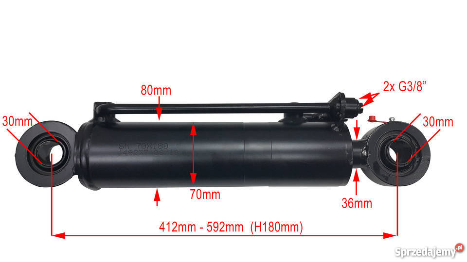 SIŁOWNIK HYDRAULICZNY CYLINDER SKOK 180 POZLIF Solec Kujawski