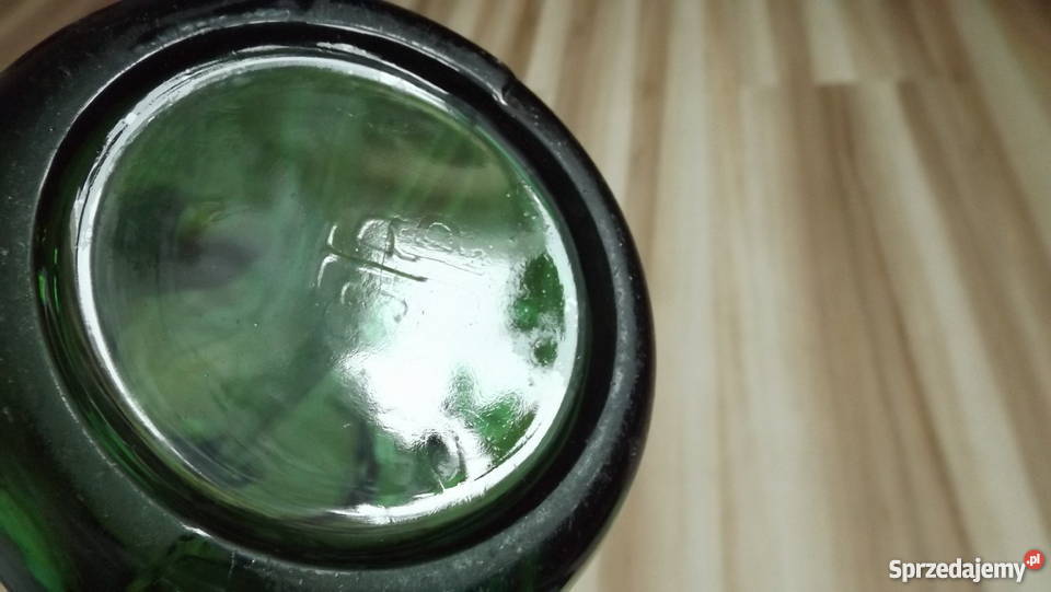 STARY szklany SYFON zielone szkło