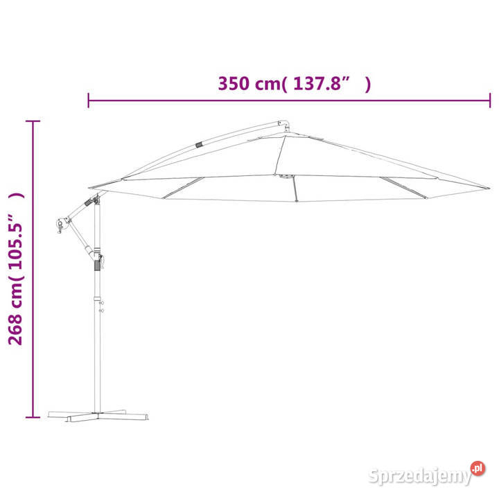 Parasol na wysięgniku 35 m piaskowy WM42199 Warszawa