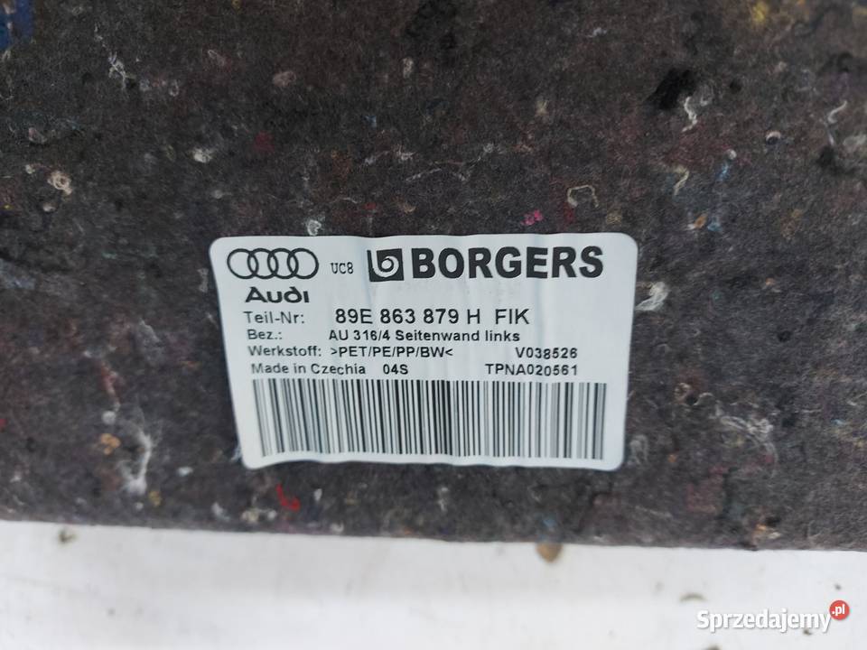 Audi Q4 ETRON 89A 89E Sportback TAPICERKA BOCZEK