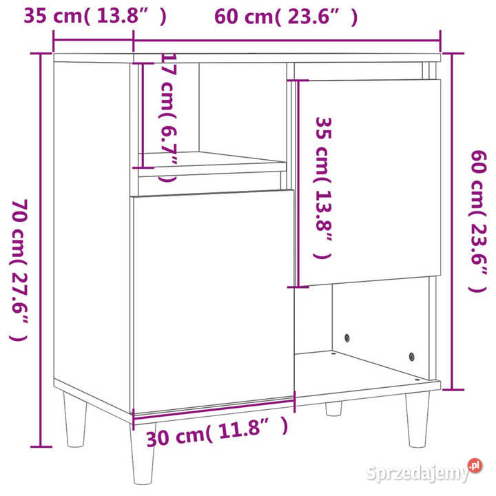 Komoda przydymiony dąb 60x35x70 materiał Warszawa