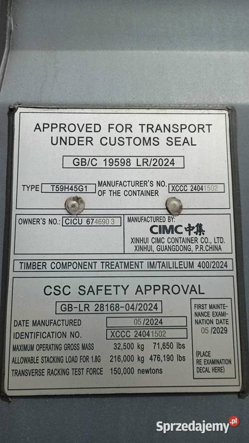 Kontener magazynowy 40HC mazowieckie Warszawa