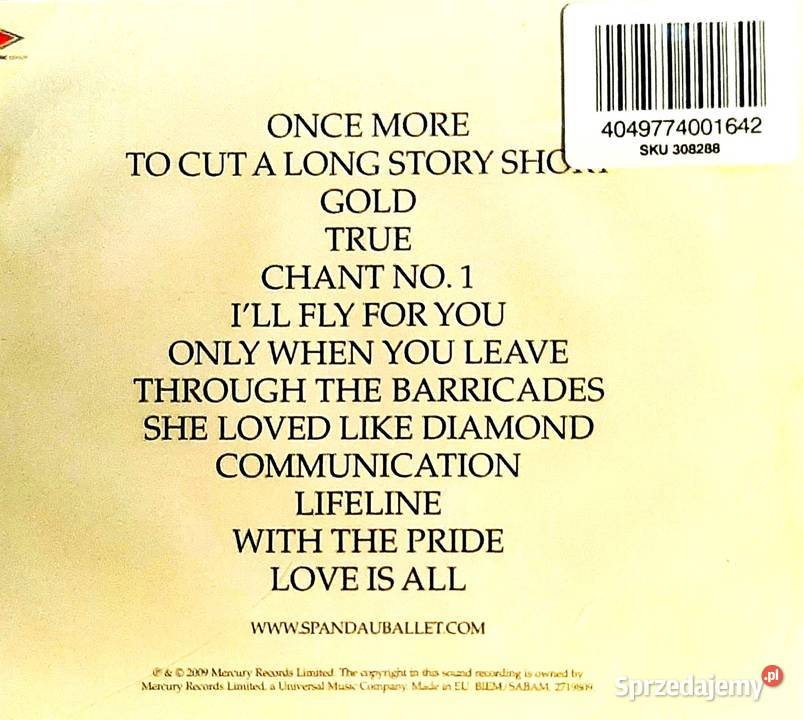 Album Cd Kultowego Zespołu SPANDAU BALLET Once Poznań sprzedam