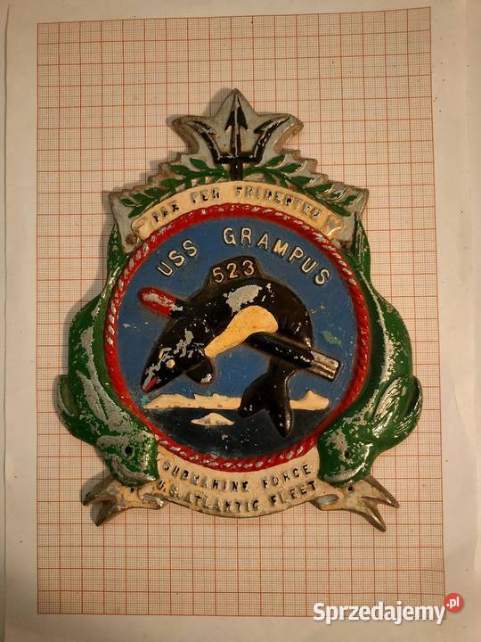 Godło z okrętu USS Grampus SS523 Amerykański Kościan