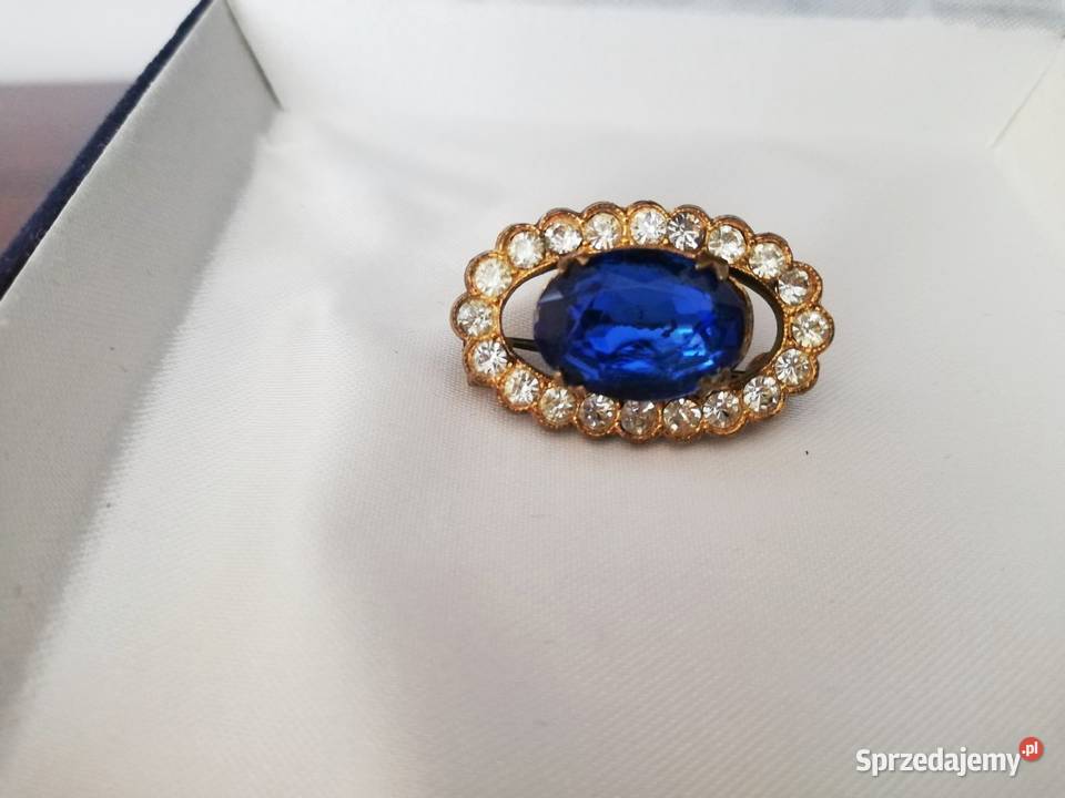 Broszka vintage z niebieskim kamieniem i Lublin sprzedam