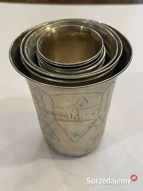 Zestaw 10 srebrnych kubków kidduszowych Rosja Antyki, Sztuka, Kolekcje