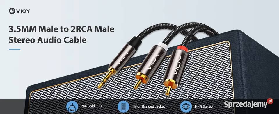 Kabel Przewód Audio Głośnikowy Aux 35 mm do 2RCA Elektronika Sieradz