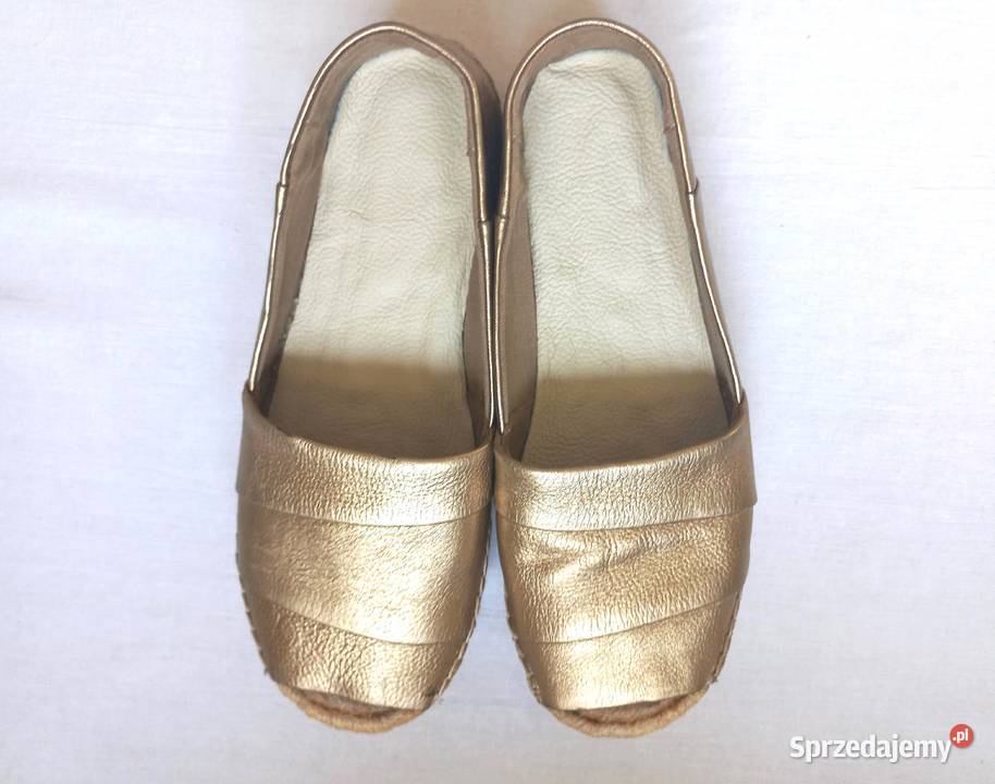 Buty złote Espadryle damskie r 38 SKÓRA Aldo żółty/złoty