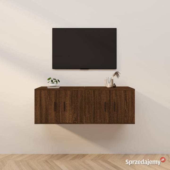 Wiszące szafki TV 2 brązowy dąb 57x345x40 Warszawa
