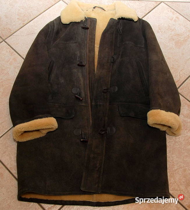 Męski brązowy płaszcz ze owczej skóry gruba Rozmiar XL Warszawa sprzedam