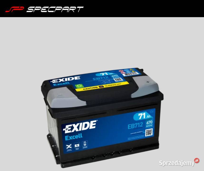 Akumulator Exide Excell 71Ah 670A Specpart Układ elektryczny, zapłon zachodniopomorskie Szczecin