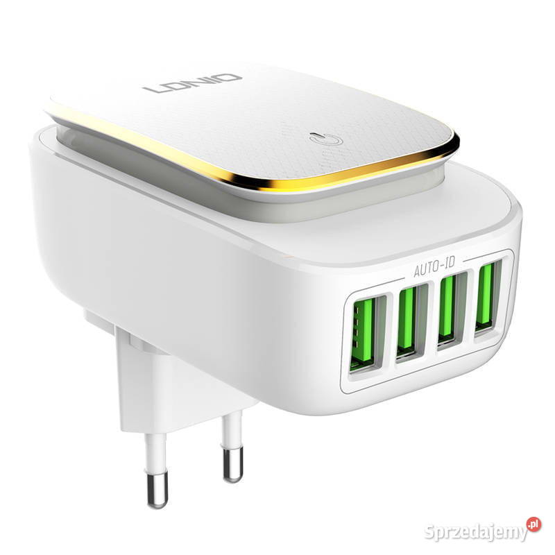 Ładowarka sieciowa 4xUSB Lampa LED Kabel śląskie
