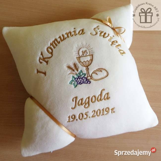 Prezent na Komunię ręcznik z imię data Pamiątka