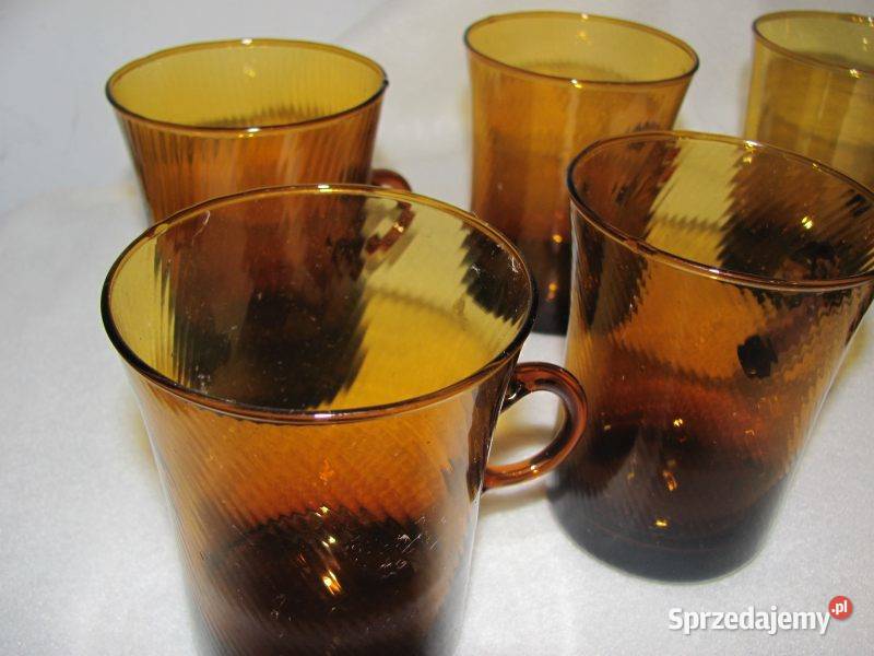 szklanki i dzbanek z PRLu miodowy zestaw 71 lubelskie Zamość