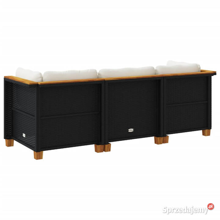 Sofa ogrodowa z poduszkami 3osobowa czarna