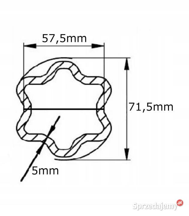 Rura wału WOM profilowana gwiazda 715x575x5mm 1m Kamionna