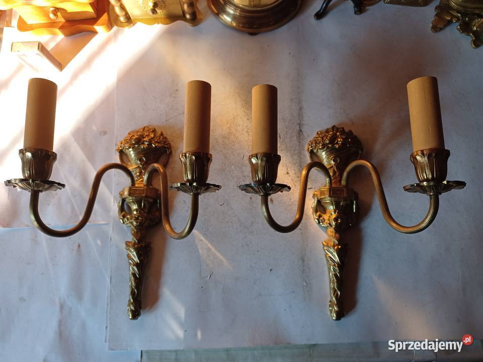 Komplet dwóch mosiężnych kinkietów Kolekcja Poznań