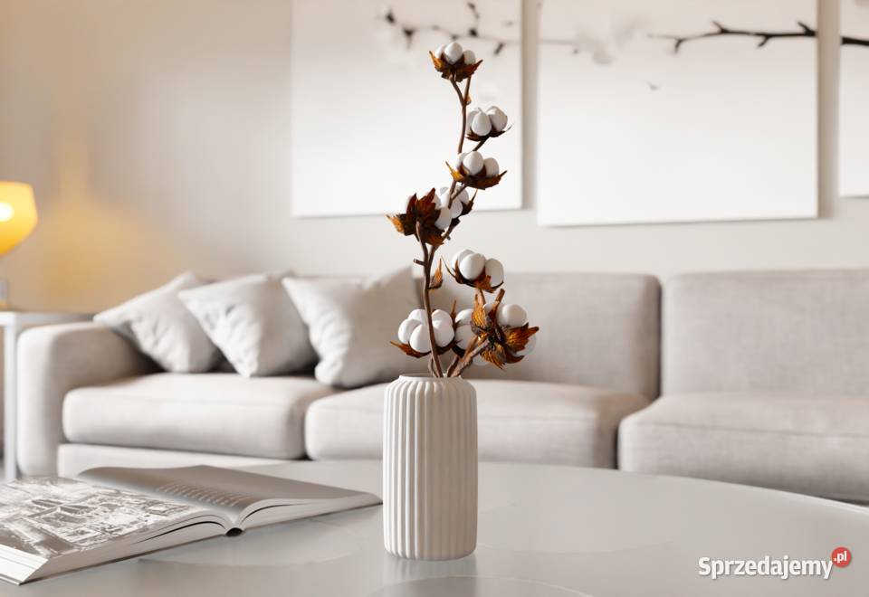 Wazon na kwiaty nowoczesny prosty paski biały Łódź