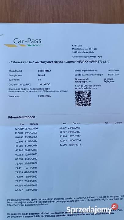 Ford Kuga 2014r20 TDCi127 oryginalny lakier elektryczne lusterka Zamość