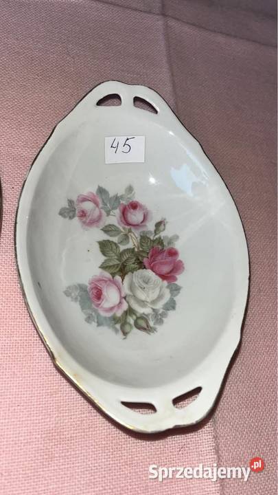 Porcelanowa miseczka paterka Owalna Z różami Na pomorskie Gdańsk