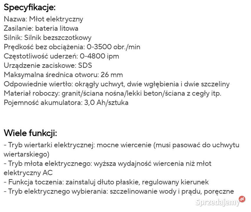 Młotowiertarka akumulatorowa Gisam Błaszki sprzedam