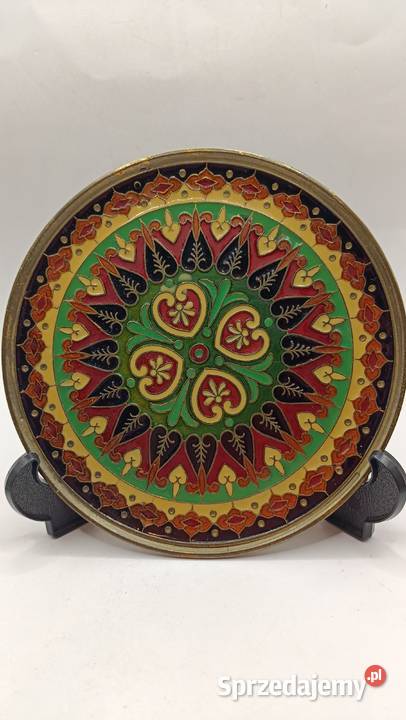 Mosiężny talerz dekoracyjny mniejszy Cloisonne Zamość