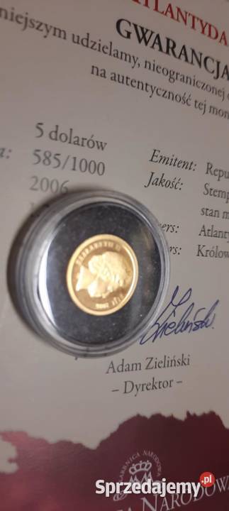 Fidżi 5 dolarów 2006 Atlantyda ZŁOTO K234 Warszawa