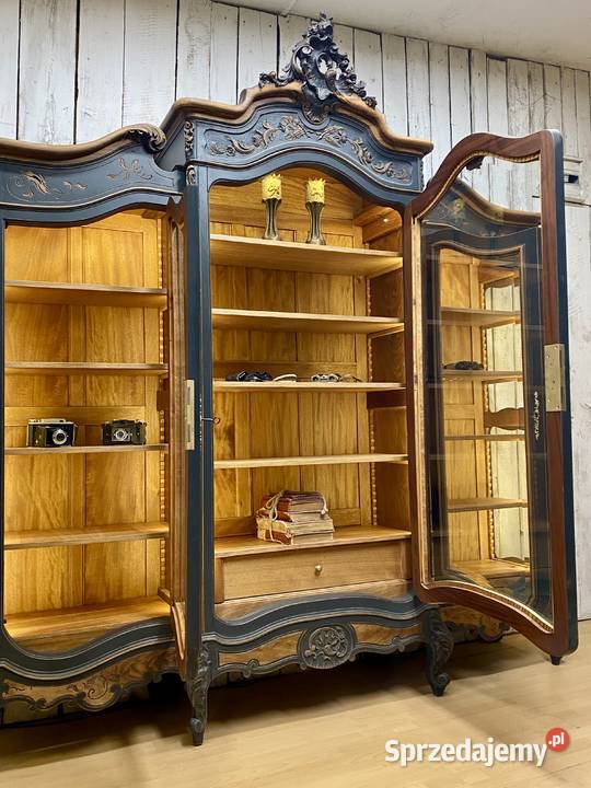 BIBLIOTEKA 3drzwiowa witryna antracyt Ludwik XV Poznań