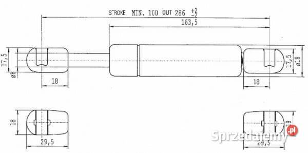 Sprężyna gazowa L286 mm 300N Stabilus CA475017 Kamionna