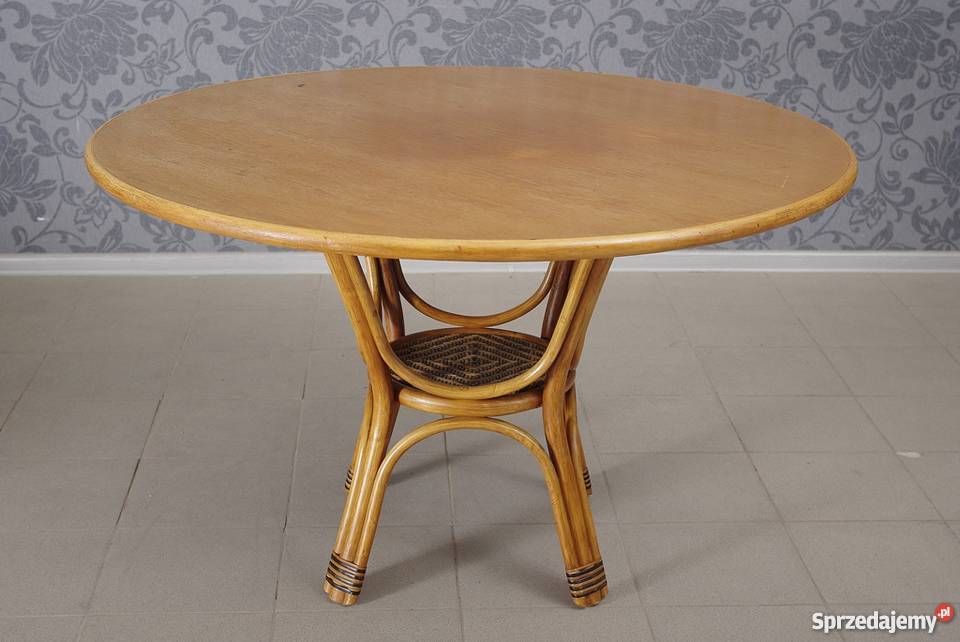 Stół 4 krzesła rattanowe bambusowe komplet 4925 opolskie Nysa