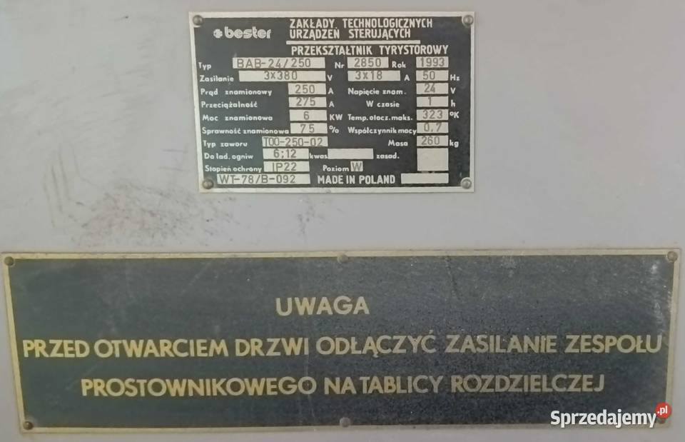 Prostownik 24V 250A BESTER BAB24250 łódzkie