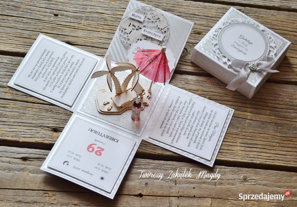 Kartka w pudełku exploding box emerytki różne Słupsk