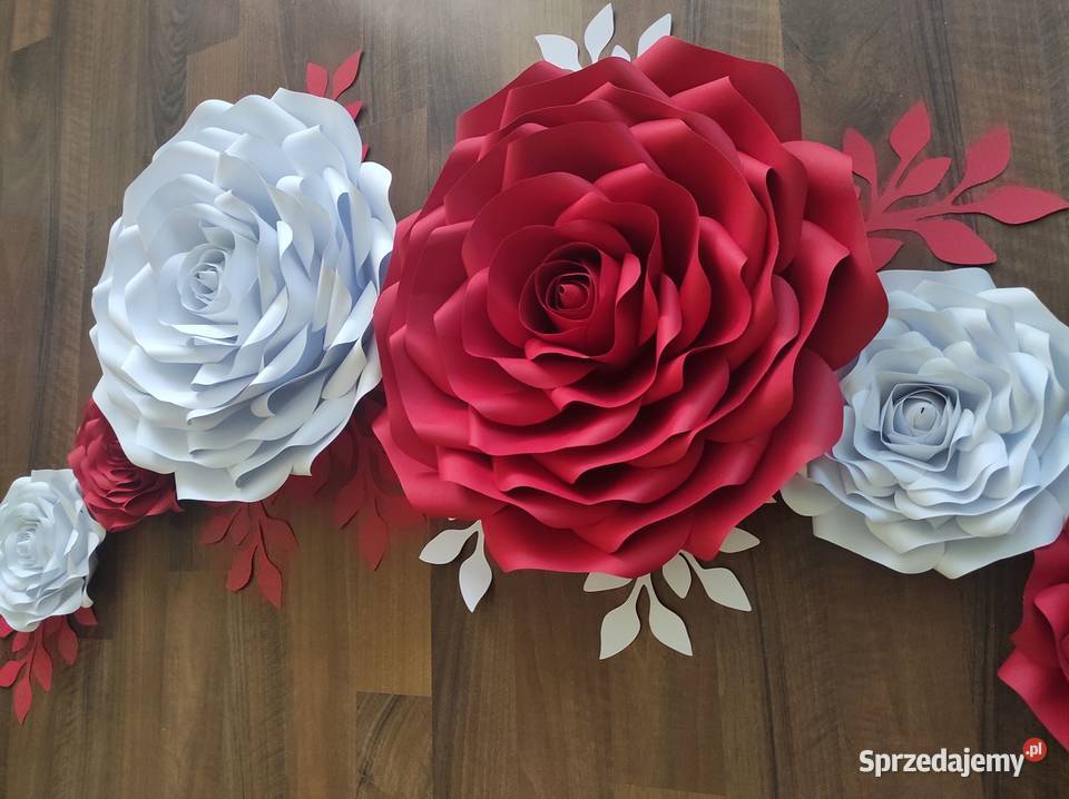 Zestaw róż z papieru 3D czerwony Lądek