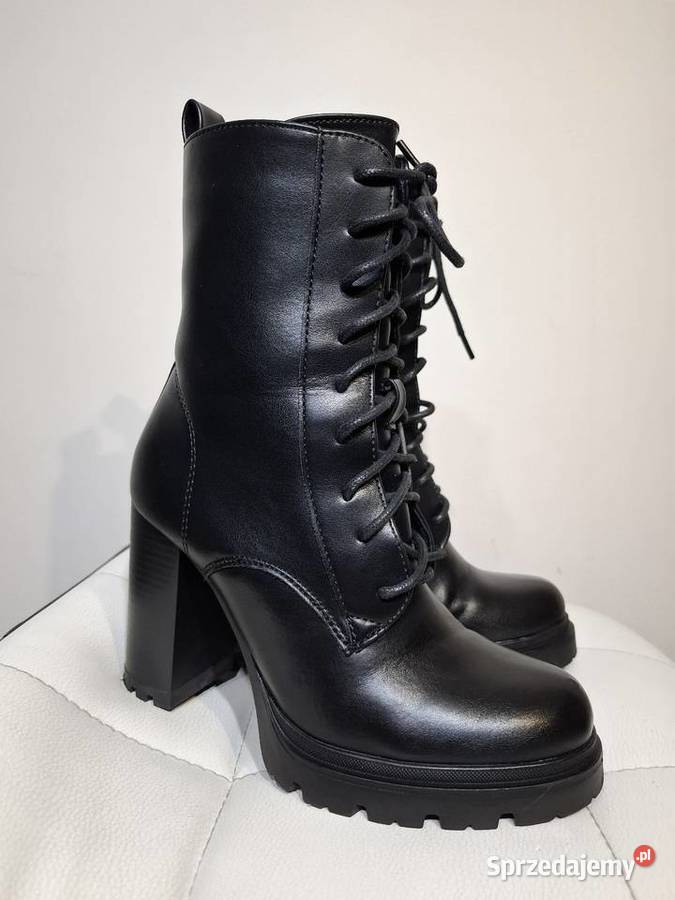 Barson 36 czarne botki damskie słupek platforma Kraków