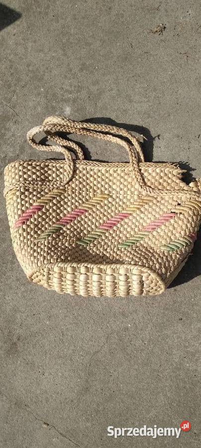 Dużą słomkowa plażowa torba damska PRL Koło sprzedam