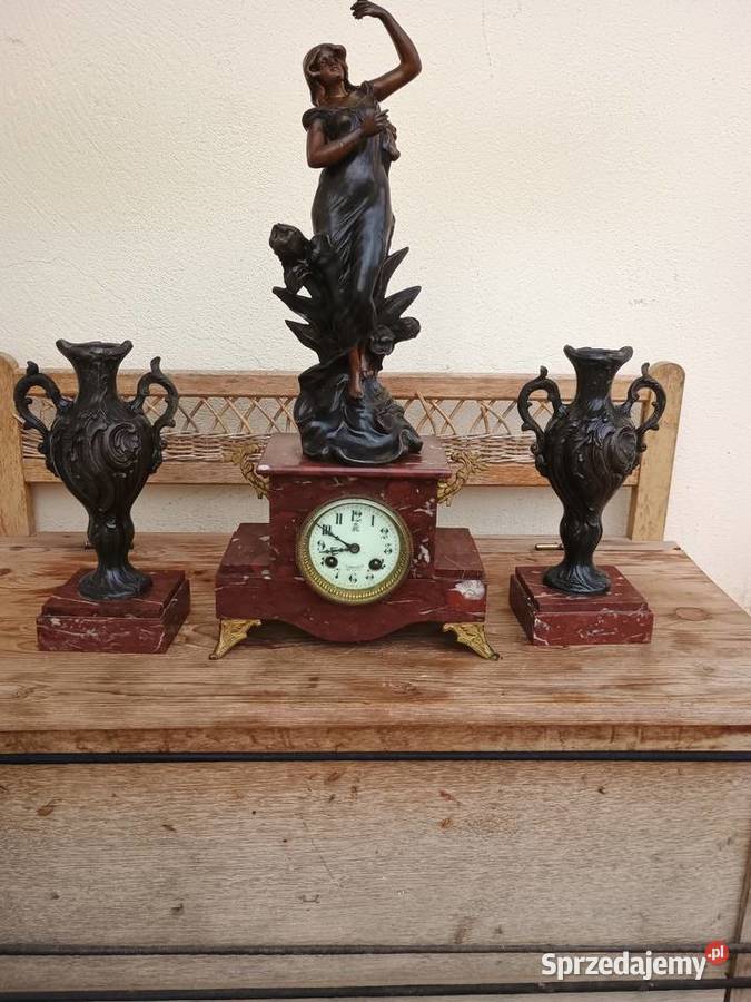 Kominkowy zegar francuski z dwoma dostawkami Rzeszów