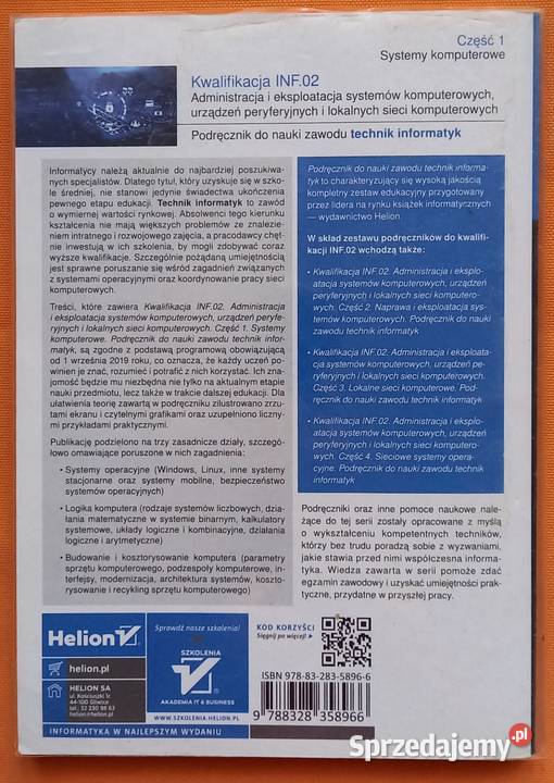 Kwalifikacja INF02 część 1 Systemy komputerowe mazowieckie Małkinia Górna sprzedam