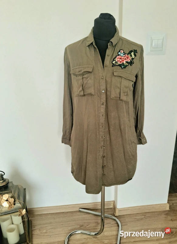 Piękna koszula khaki oliwkowa wiskoza 100 z Kraków