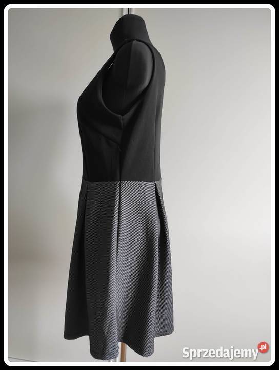 Sukienka biurowa elegancka mała czarna 42 XL szary/srebrny Płock