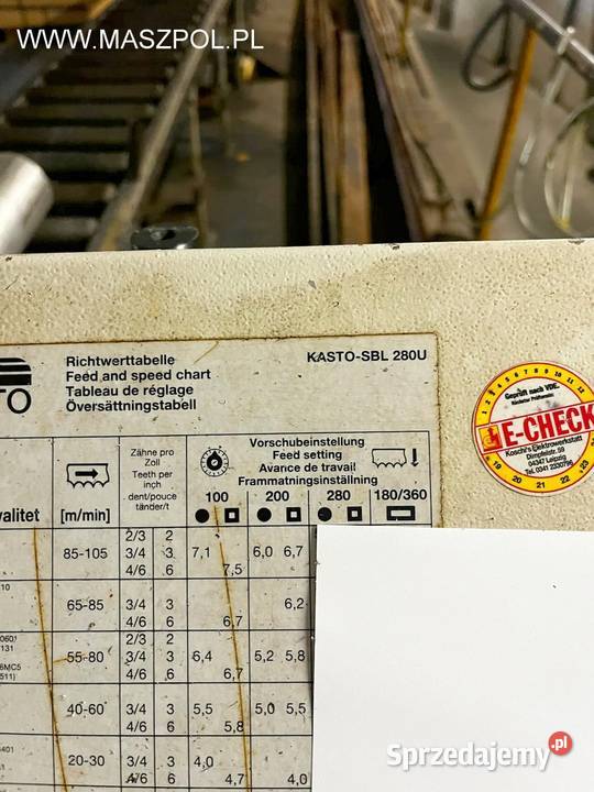 Przecinarka taśmowa Kasto SBL 280U podłączona łódzkie Głowno