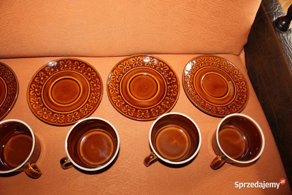 Filiżanki z talerzykami Kokardki Ceramika śląskie sprzedam