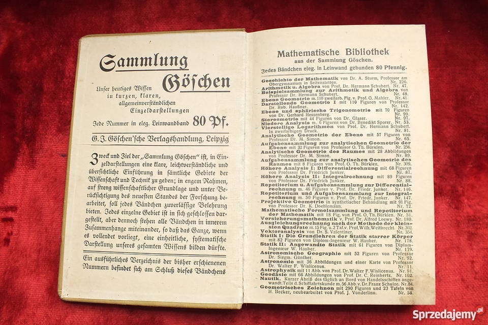 Stara niemiecka książka matematyka wydana w 1906 Żary