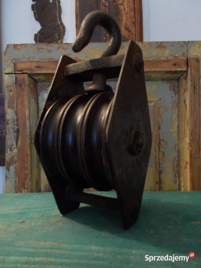 Silny Stary Stalowy Blok LinowyRęcznie Kute Szczecin