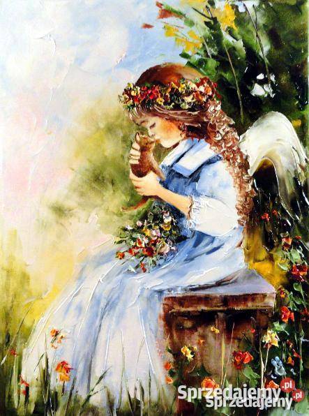 Aniołek obraz olejny 30x40 Warszawa sprzedam