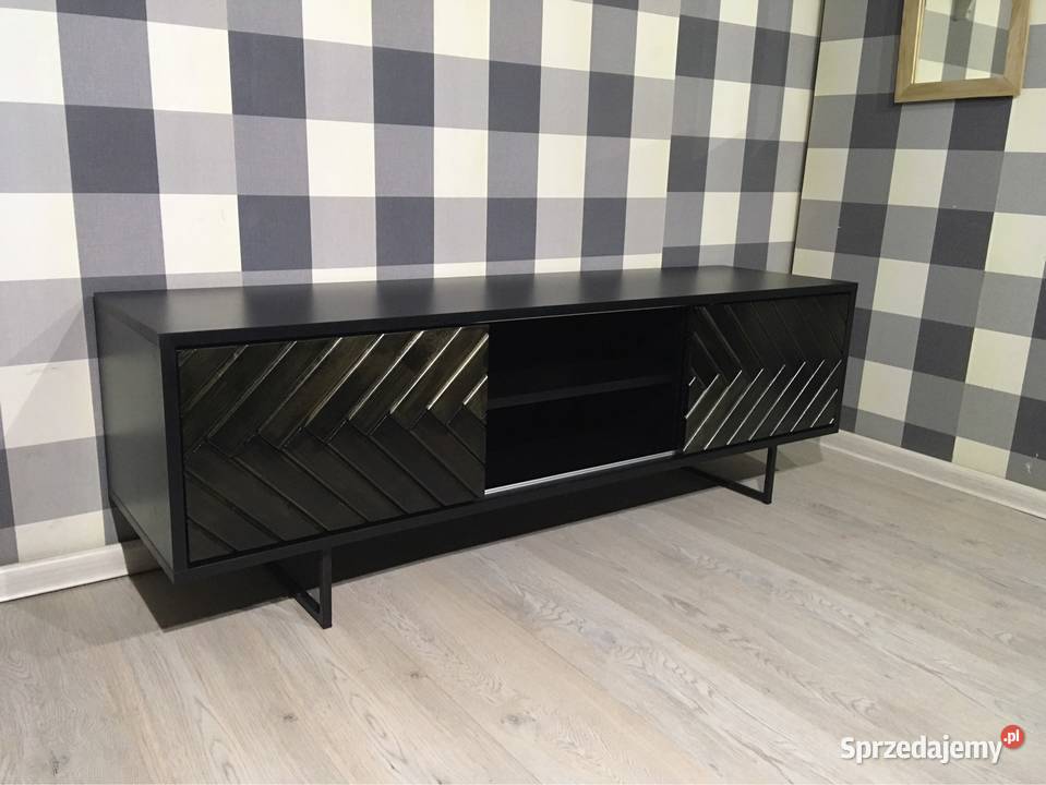 Szafka RTV retro vintage czarnaczarne fronty 150cm dolnośląskie Wrocław