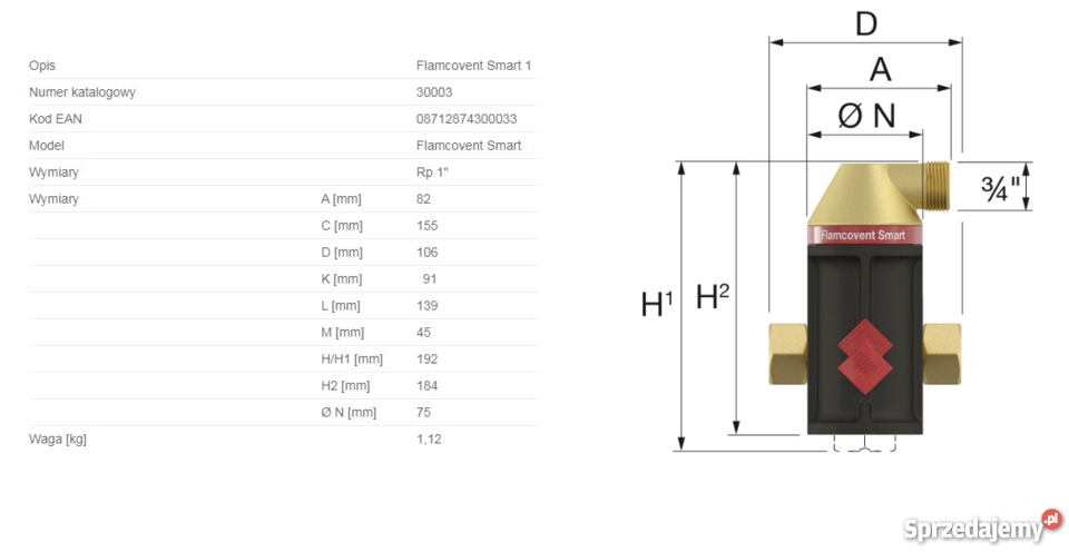 Flamco Flamcovent Smart 1 separator powietrza Hydraulika i armatura Łobez