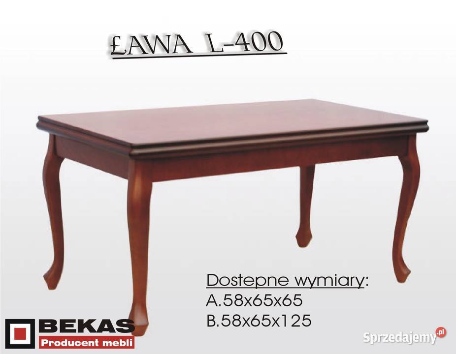 Stylowa Ława L400 Bekas Fornir Dąb Nogi Lite 125cm Stoły, krzesła, biurka Meble dolnośląskie
