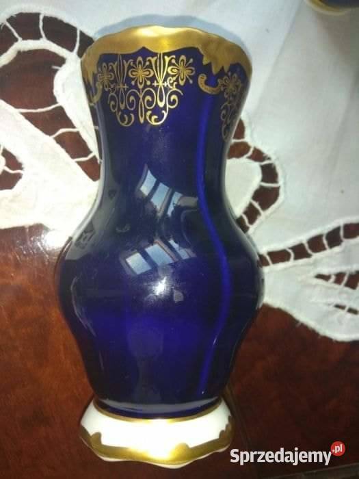 Wazonik kobaltowy Syg Weimar Ze złotym motywem Gdańsk