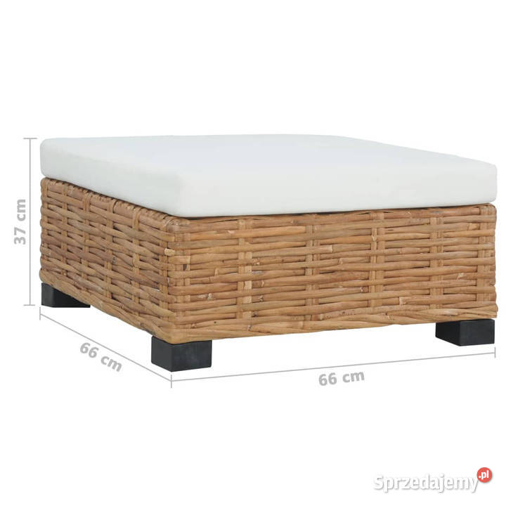 Podnóżek z poduszką naturalny rattan WM286281 Krzesła ogrodowe